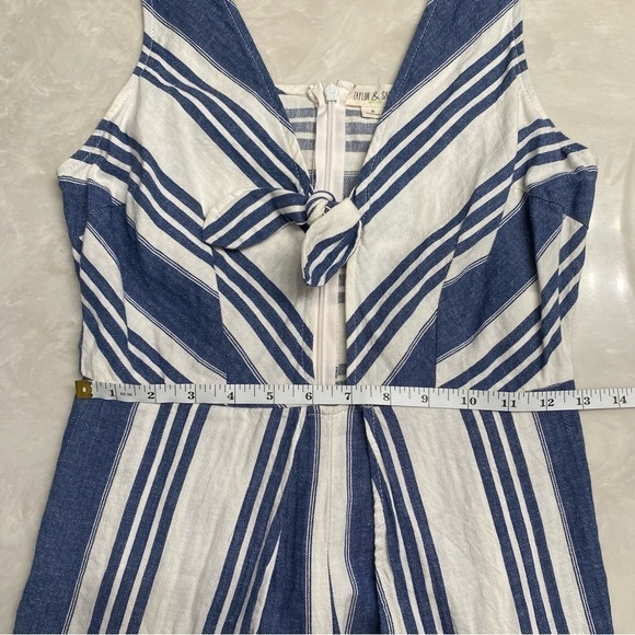 Taylor & Sage Linen Blend Tulip Leg Jumper Romper Blue White Stripes Small - Picture 13 of 16